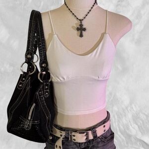 White Spaghetti Strap Tank – Size M (Fits Small)